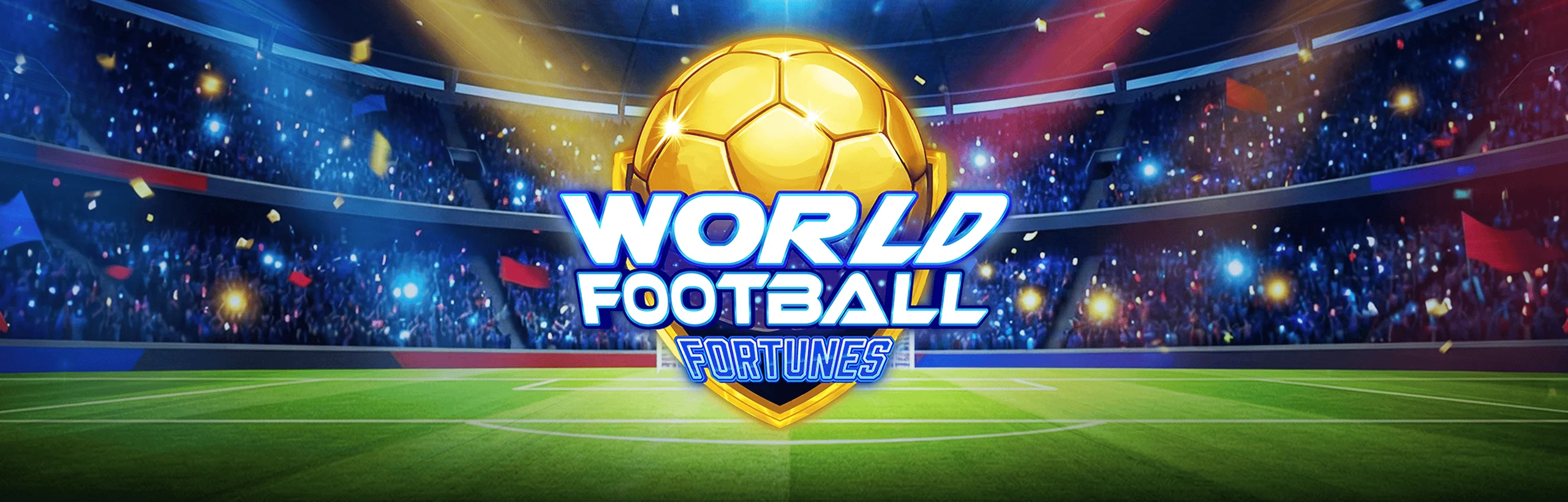 World Football Fortunes slot background — stadium atmosphere with floodlights
